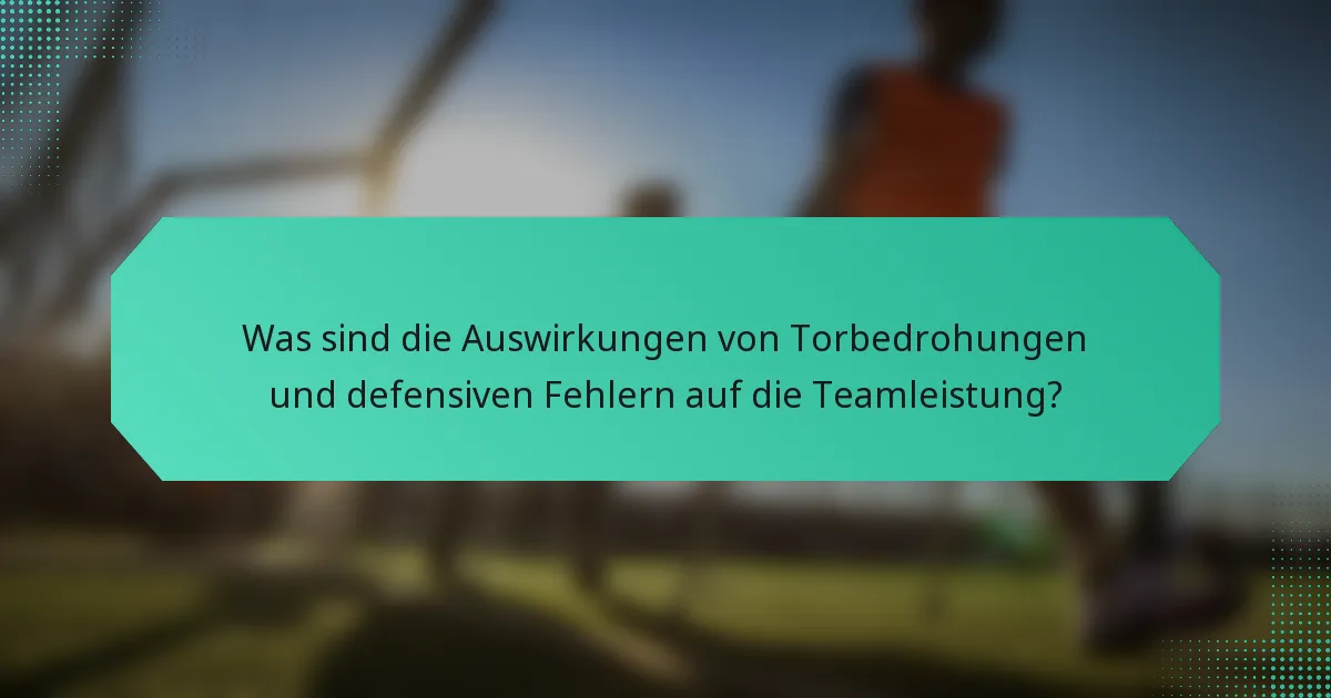Was sind die Auswirkungen von Torbedrohungen und defensiven Fehlern auf die Teamleistung?