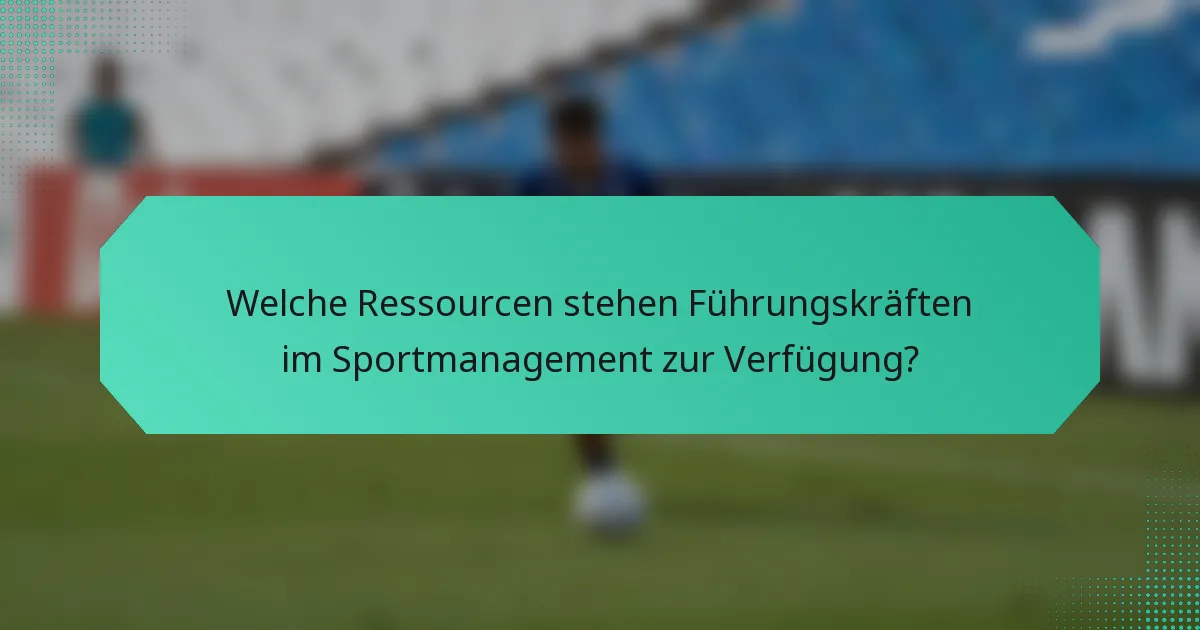 Welche Ressourcen stehen Führungskräften im Sportmanagement zur Verfügung?