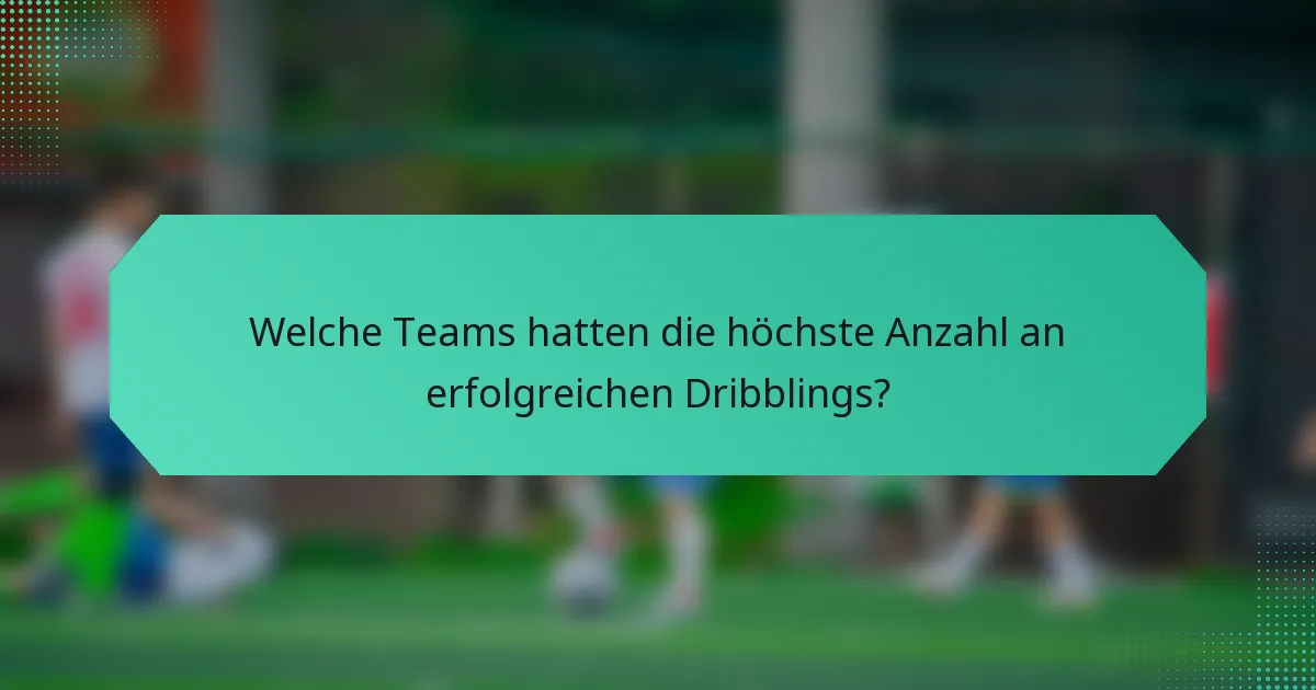 Welche Teams hatten die höchste Anzahl an erfolgreichen Dribblings?