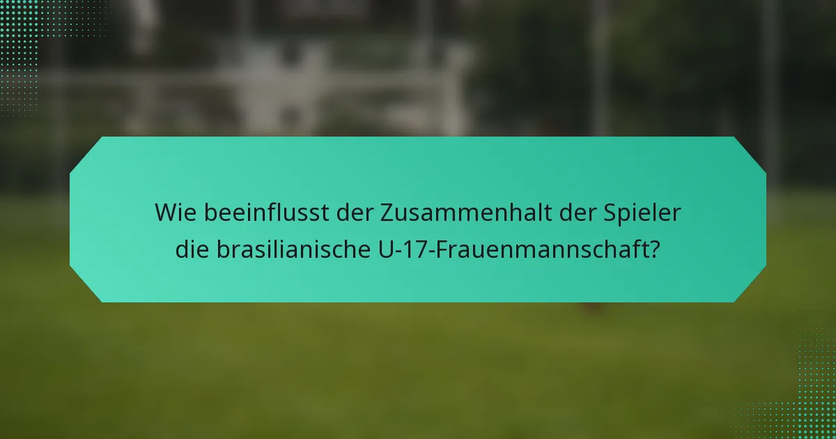 Wie beeinflusst der Zusammenhalt der Spieler die brasilianische U-17-Frauenmannschaft?
